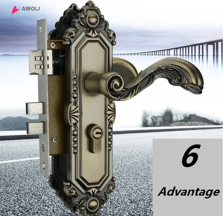 Zinc Alloy Solid handle Door Lock Interior door knob lock mortice lock mute Anti theft Gate Lock