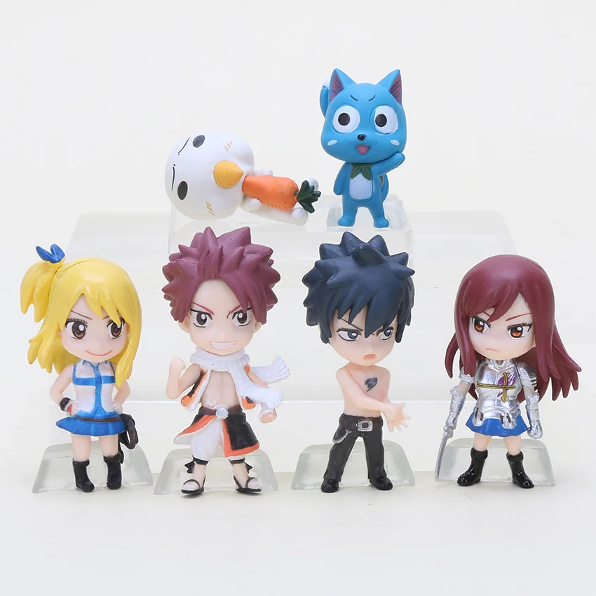 6 шт./компл. Fairy Tail Рисунок Natsu Happy Люси серого цвета с изображением принцессы Эльзы