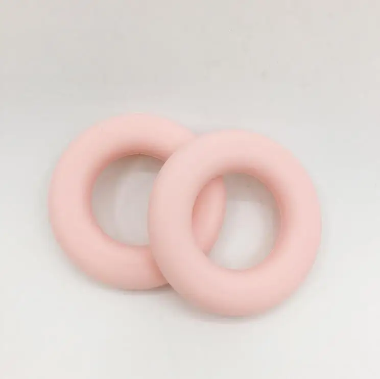 10 шт./лот, большой силиконовый пончик, Круглый, 45 мм, Прорезыватель для зубов, пищевое Силиконовое кольцо-пончик, прорезыватель, подвески - Цвет: baby pink