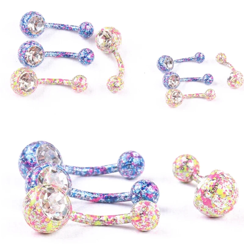 Beauty Rhinestone Belly Bars Jewellery Crystal Button Belly Navel Ring Gift