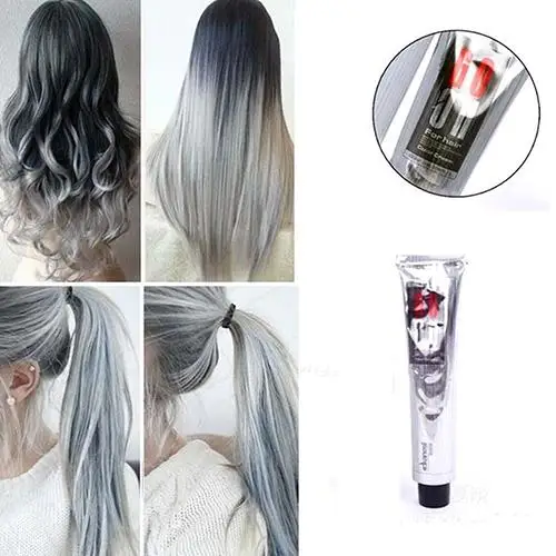 

HOT 1Pc 100Ml Fashion Light Gray Color Natural Permanent Super Hair Dye Cream New