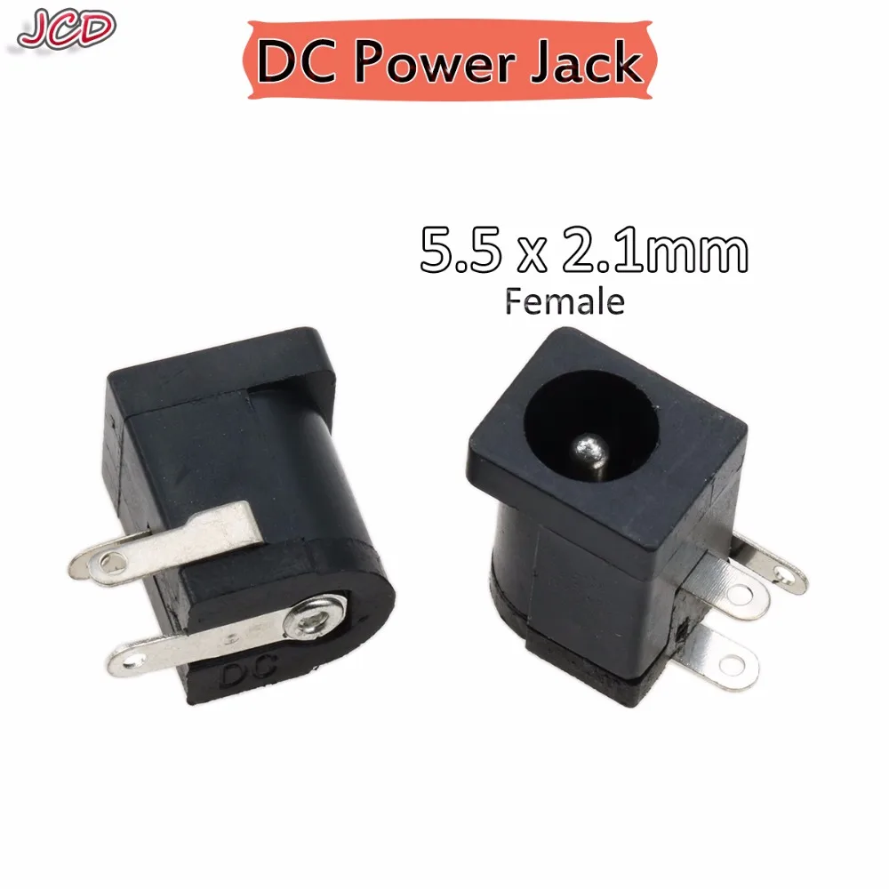 JCD черный разъем питания постоянного тока DC005 5 5*2 1 мм 2 Разъем с круглой иглой 5x2
