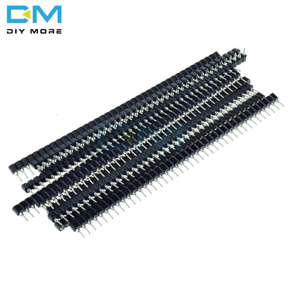 5Pcs 2.54mm Pitch 40 Pin Female Single Row Straight Round Pin Header Strip