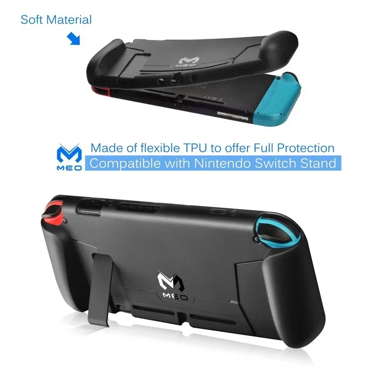 

for nintendo Switch Console TPU Protective Silicone Case Cover MEO Shell Docking Handle Grip with 4 Game Card Slot