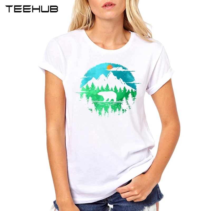 

TEEHUB 2019 New Women Fashion Novelty Wild Bear Printed T-Shirt Casual Short Sleeve T Shirt Tops
