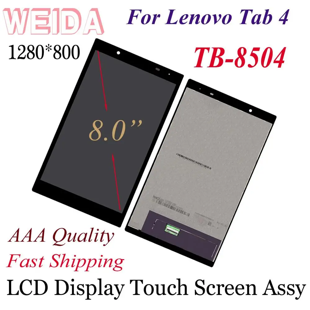 Продажа ЖК дисплей WEIDA, запасные части 8 дюймов для lenovo Tab 4 8504 TB 8504N, планшетный ПК, ЖК дисплей, сенсорный экран в сборе 8504F 8504X