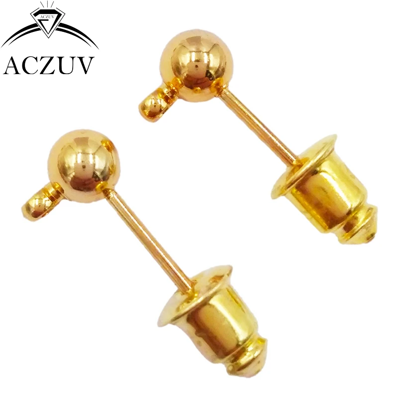1000pcs Gold Plated 3mm 4mm 5mm 6mm Ball Earring Post Pin with Bullet