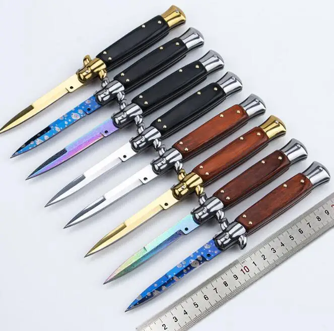 

LLxxmm 440 Stainless steel Blade Wood Handle folding hunting fast open camping survival pocket knife tactical edc tool zakmes