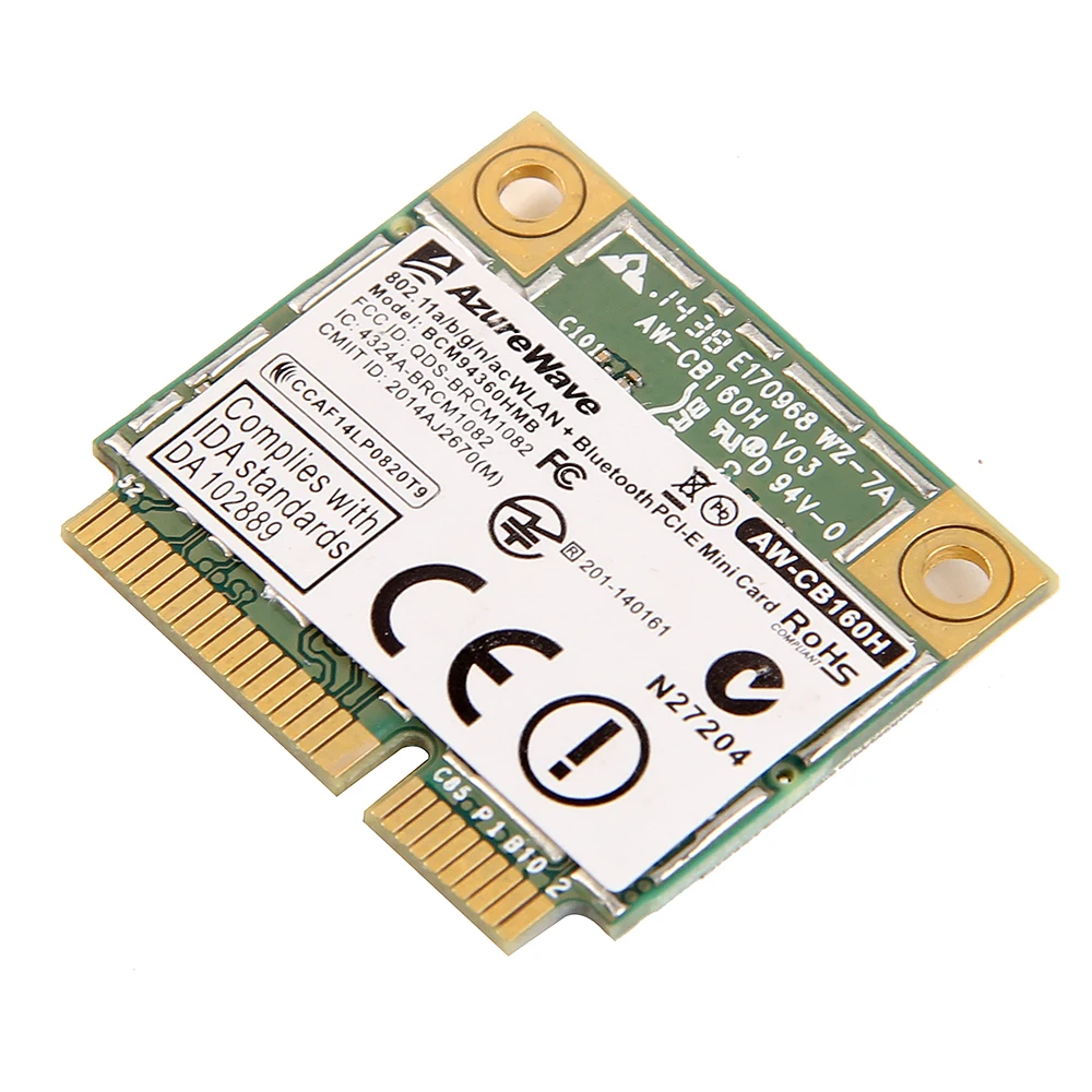 Беспроводная Wi Fi WLAN Bluetooth 1300 Mini PCI E карта AzureWave AW CB160H Broadcom BCM94360HMB 802.11AC 4 0 Мбит/с + 20 см