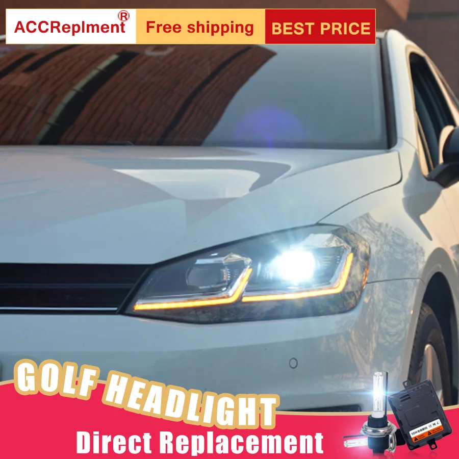 2 шт. светодиодный фары для VW golf 7 2013- светодиодный автомобильный фонарь ангельские глазки ксенон HID комплект Противотуманные фары светодиодный дневные ходовые огни