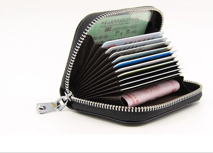 Повседневный Кошелек для карт из воловьей кожи, кошелек для монет, Женский RFID блокирующий чехол для банковских карт, безопасный кошелек для карт, 12 держателей карт