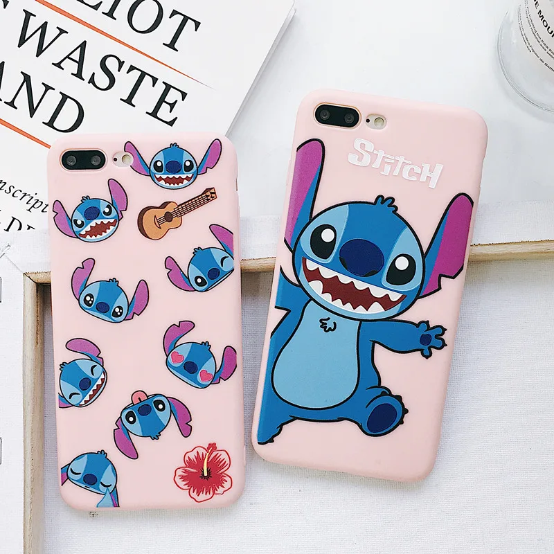 

Couple cute cartoon Stitch soft pink phone case for iphone 6 6s 6plus 7 7plus 8 8plus X XR XS MAX lovely cover coque