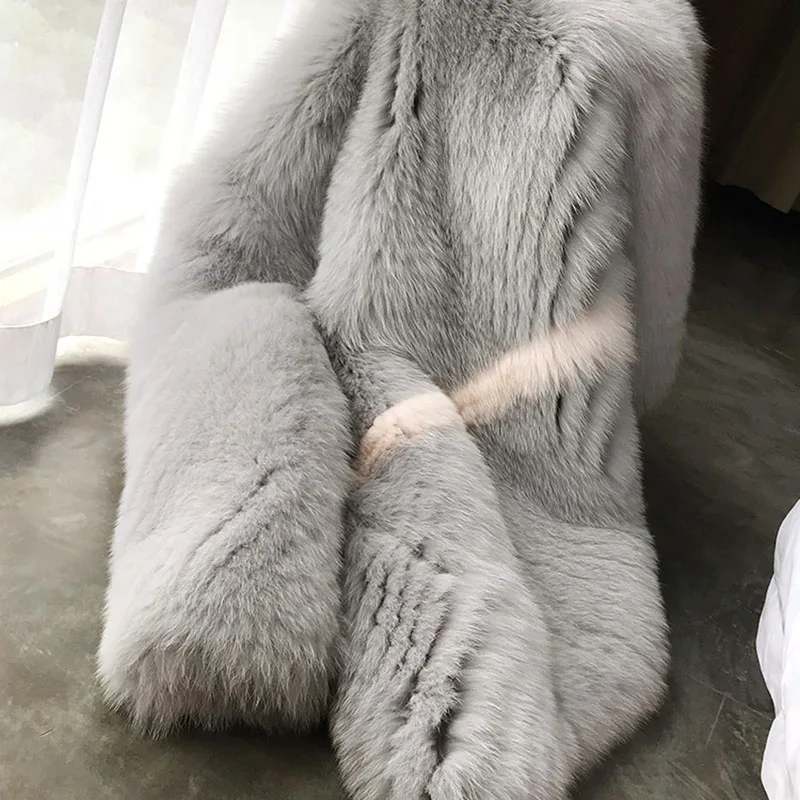 Натуральный Лисий мех пальто для женщин одежда Зимний натуральный мех куртка корейские элегантные пальто Manteau Femme Hiver ZL547