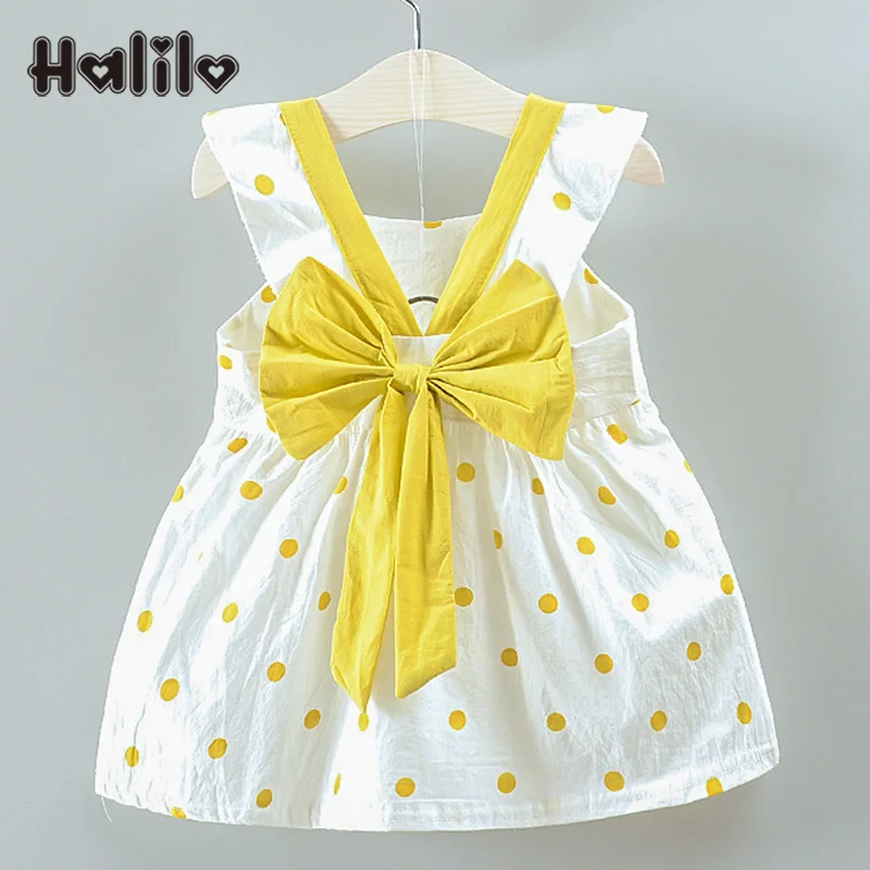 

Halilo Baby Girl Dress Summer 2019 Dot Print Big Bow Princess Costumes Birthday Party Baby Dresses Infant Kids Clothing
