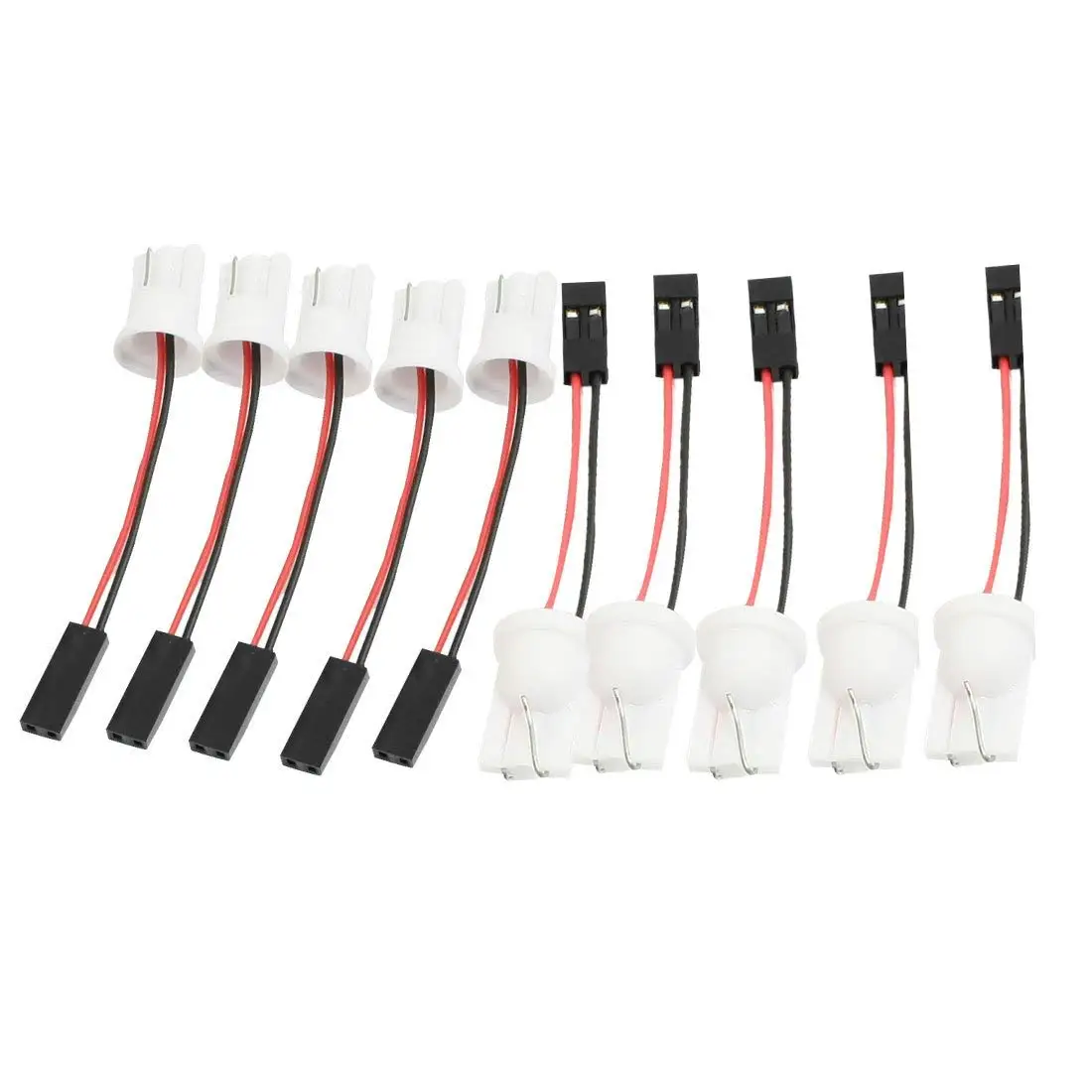 

Uxcell DC 12V Truck Car Auto T10 W5W LED Bulb Light Wire Harness Adapter 10 Pcs