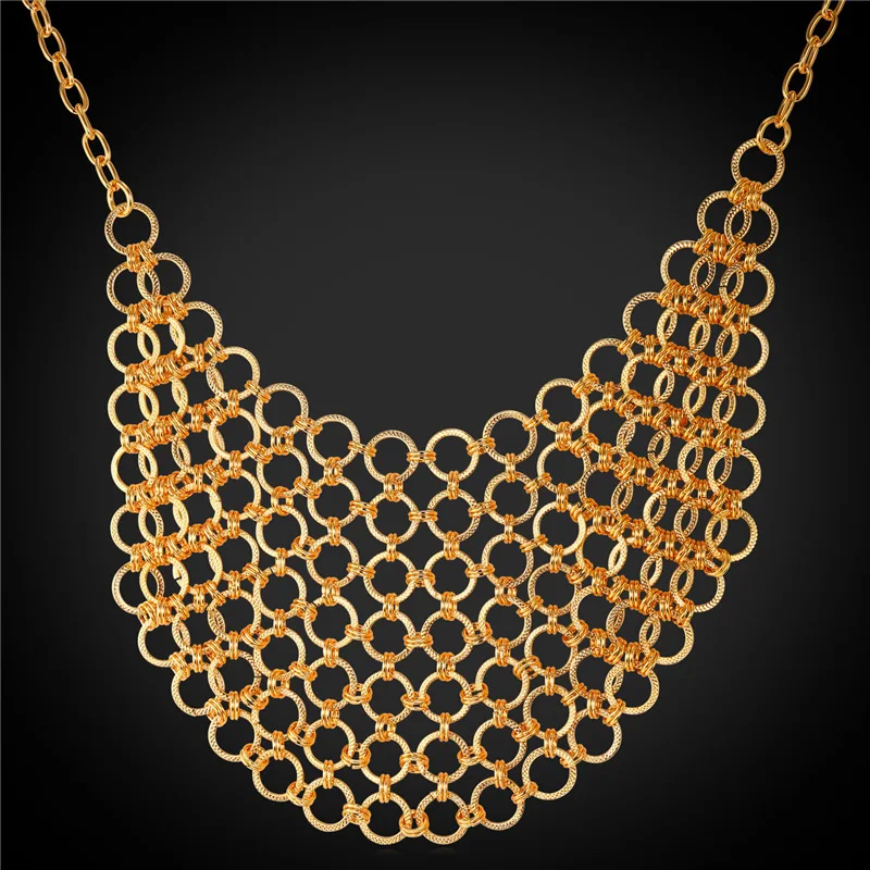 2016 New Multi Layer Necklace Gold Color Color Costume Jewelry Big Mesh