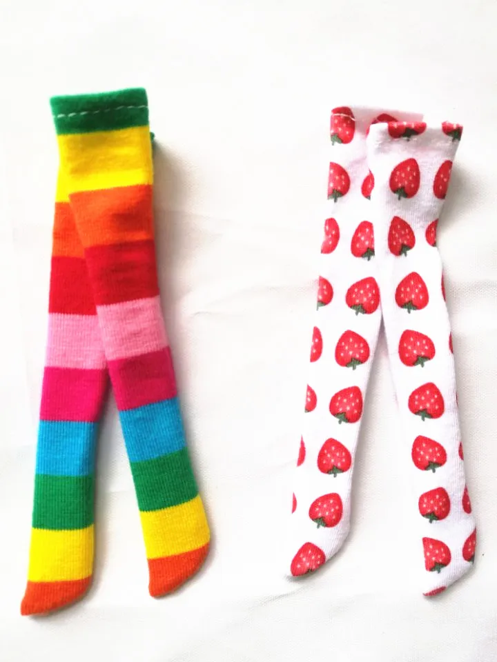 

Free shipping 2 Pair/lot 1/6 Rainbow Color Doll Stock for Blyth, Azone Socks Clothes Accessories for 1/6 Doll