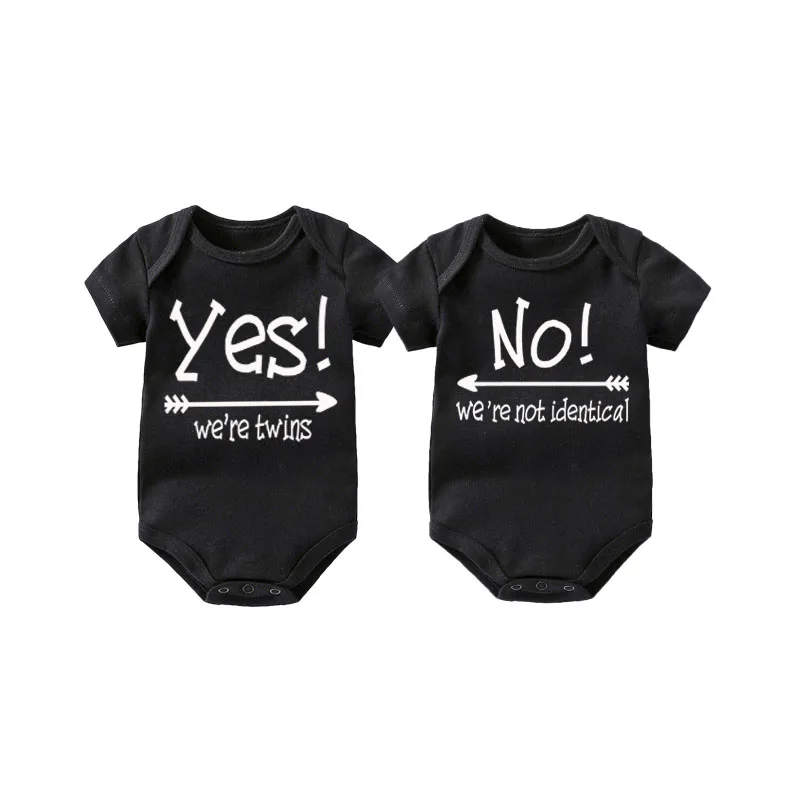 

Baby Twin Gifts Romper YES! We're twins NO! We're not identical Set of 2 Matching Baby Bodysuits Baby Twin Clothing 0-12M