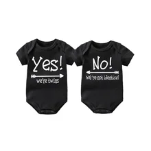 Baby Twin Gifts Romper YES! We're twins NO! We're not identical Set of 2 Matching Baby Bodysuits Baby Twin Clothing 0-12M