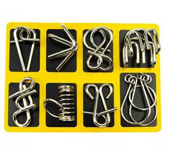 

Metal Ring Puzzle Magic Trick Game 8pcs/set Metal Intelligence Solution Ring Unbuckle Brain Teaser Toy Kids Creative Logic Game