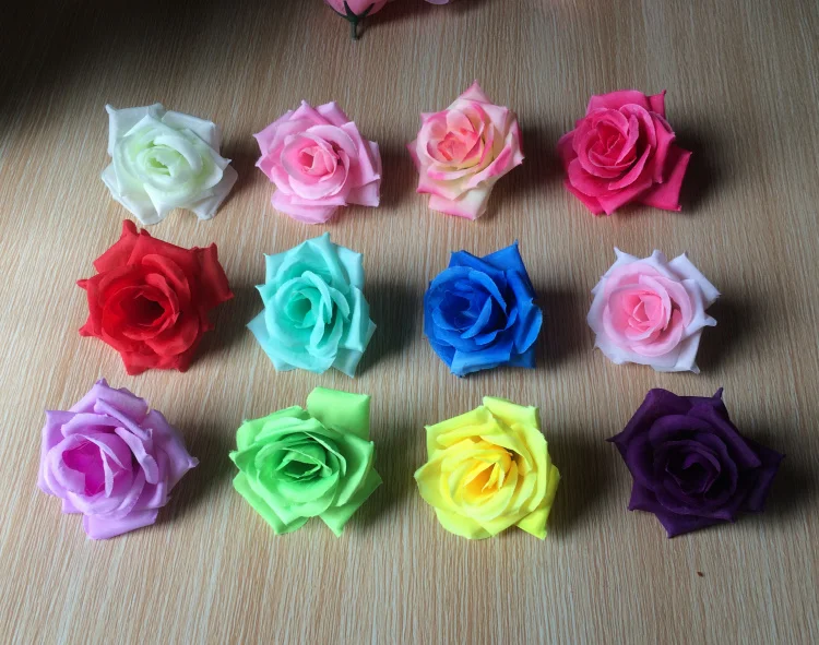 

50pcs/lot 8cm Artificial Flower Heads DIY Silk Rose Head For Kissing Ball Fake Rose Flower For Wedding Decoration Centerpieces