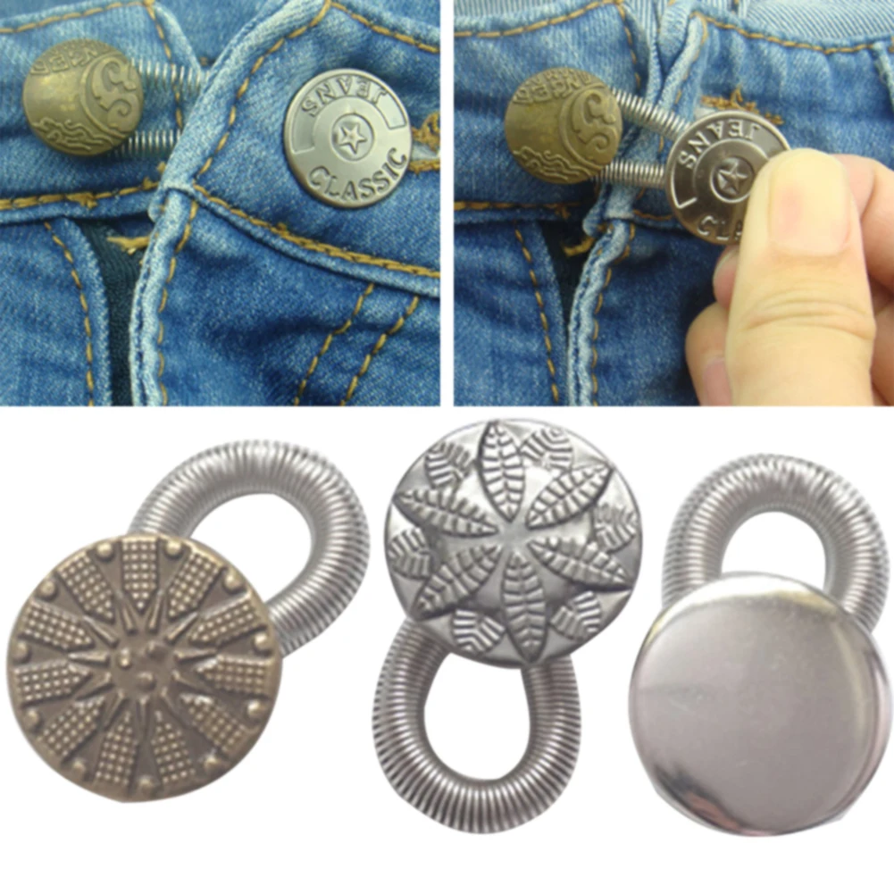 

6pcs Durable Coat Stretch Waistband Dress Collar Button Metal Neck Extenders Extension Trouser Elastic Spring Shirt Pants