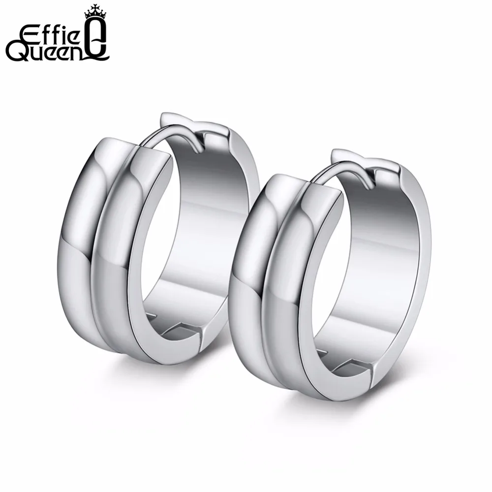

Effie Queen Silver Color Hoop Earrings for Female Men High Quality Stainless Steel Circle 20mm Earings Fashion Jewelry DGTE91-S