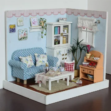 DIY Кукольный дом миниатюрная мебель 3D Деревянный кукольный домик с светодиодный ручная головоломка игрушки для детей серии F
