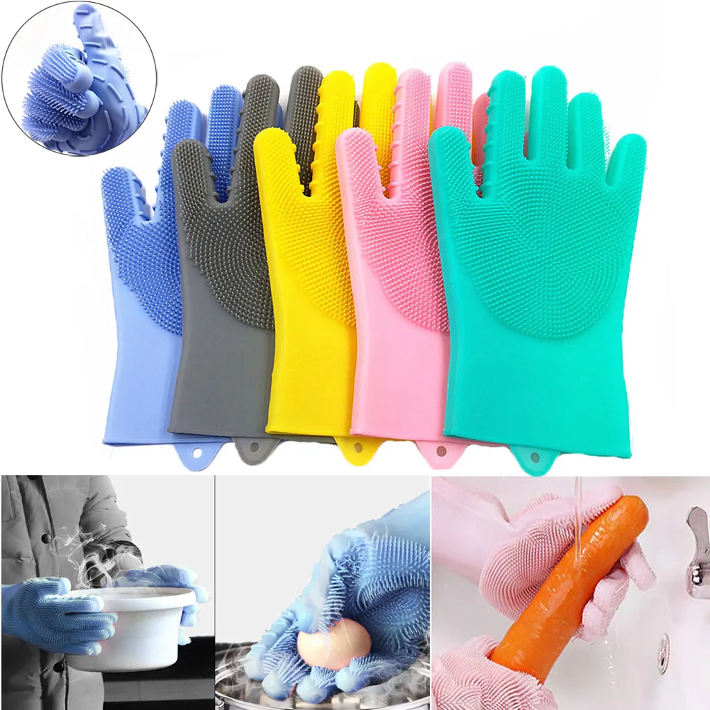 

Kitchen Silicone Cleaning Gloves Magic Silicone Dish Washing Gloves For Household Silicone Scrubber Rubber Dishwashing Gloves