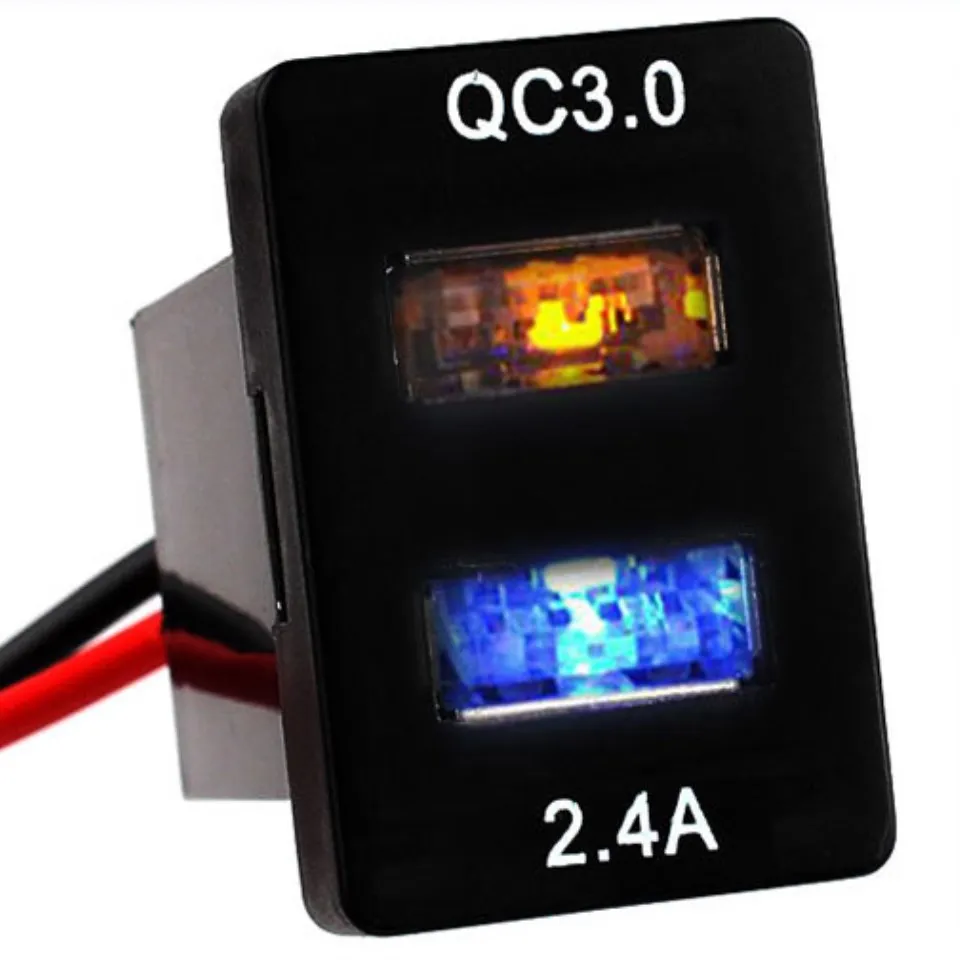 

QC3.0+5V 2.4A 2 USB Interface Socket Fast Car Charger Quick Charge Double Usb for TOYOTA,Camry,Corolla,Yaris,RAV4,Reiz,Cruiser