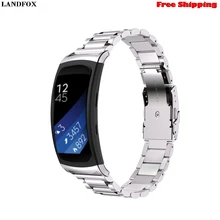 LANDFOX браслет из натуральной нержавеющей стали Смарт-часы ремешок для samsung gear Fit 2 SM-R360 наручные часы