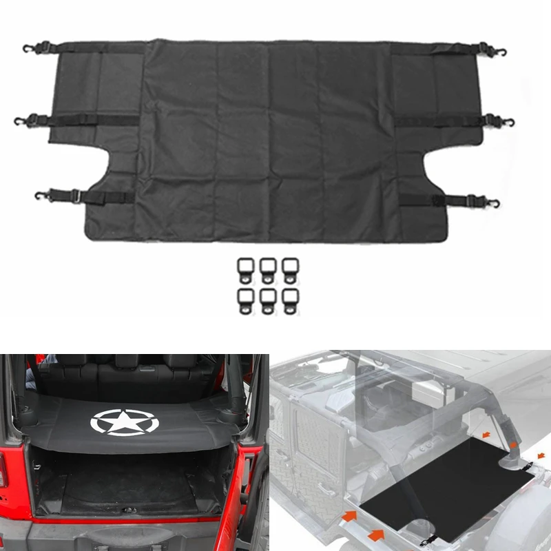 jeep wrangler Rubicon 2007-2017 Car Cargo Cover Organizer with 6 Tie-down D-rings