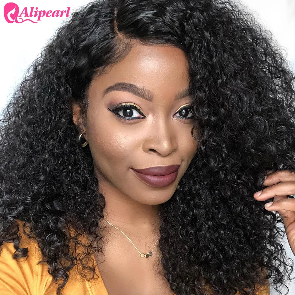 13x6 Curly Lace Front Human Hair Wigs For Black Women Ple Plucked 130% 180% Density Remy Brazilian AliPearl Curly Lace Wigs