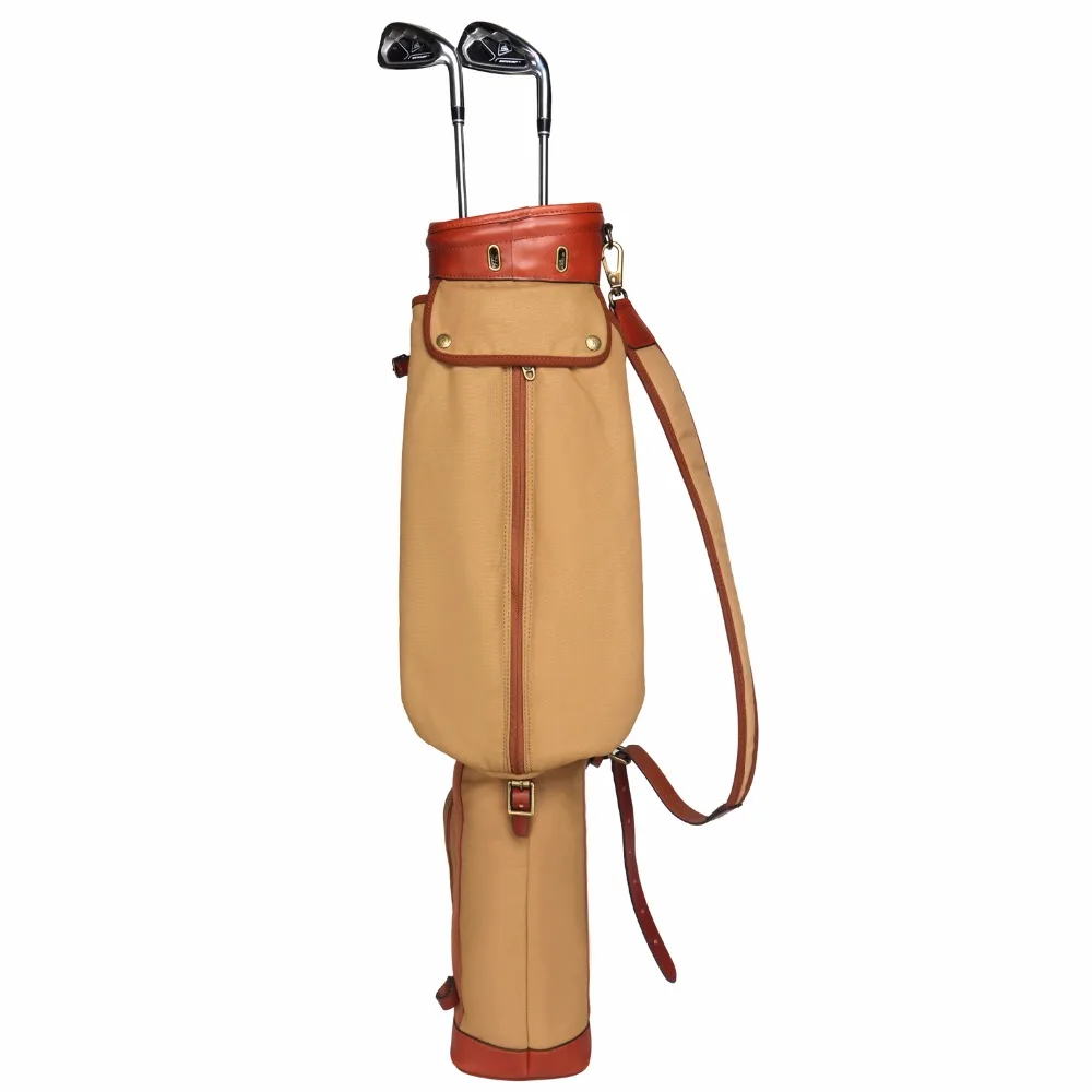 Tourbon Vintage Golf Club Bag Carrier Pencil Style Canvas & Leather