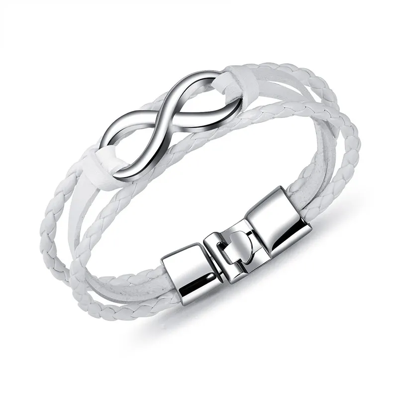 Aifenao Infinity Нержавеющая сталь браслет для Для мужчин браслеты с подвесками из плетеной кожи, ручной работы браслет мужские ювелирные изделия, аксессуары ручной работы подарок