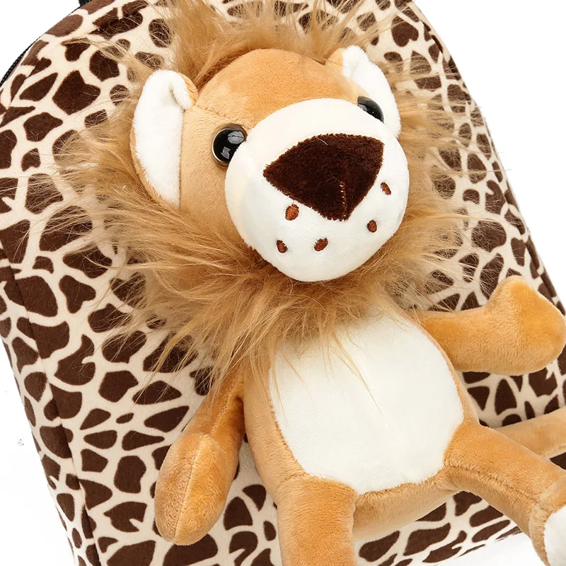  Kindergarten Children Plush Backpack Soft Jungle Animals Tiger Lion Plush Toy Preschool Baby Bag Gi - 32860154702