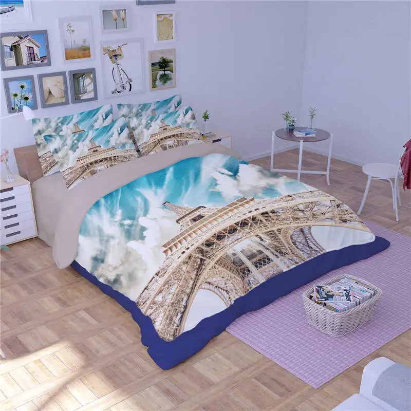 3 шт. Комплект постельного белья с принтом Эйфелевой башни|bed linen|king size quilt3d print bedding