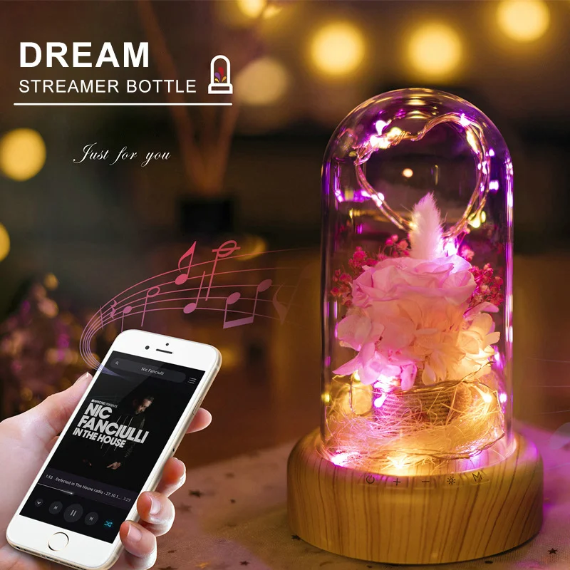 buy Creative Novelty Gift Dream Streamer Bottle Flower Light Wireless Bluetooth Speaker For Valentine #039;s Day Gift Led Night Light