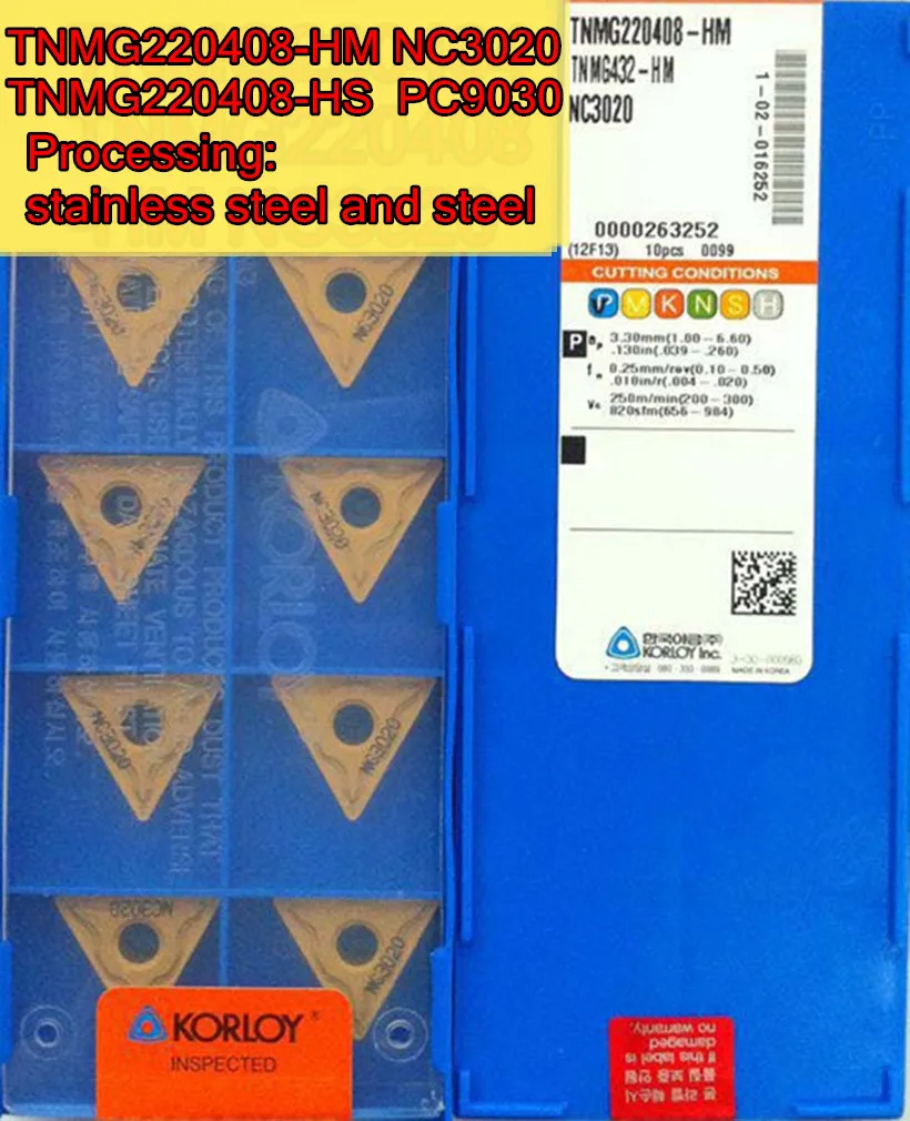 

TNMG220408-HM NC3020 HS PC9030 10pcs/set KORLOY CNC carbide insert Processing steel Free shipping