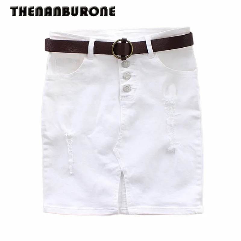 THENANBURONE Good Quality Woman White Denim Skirts Womens 2017 Jean