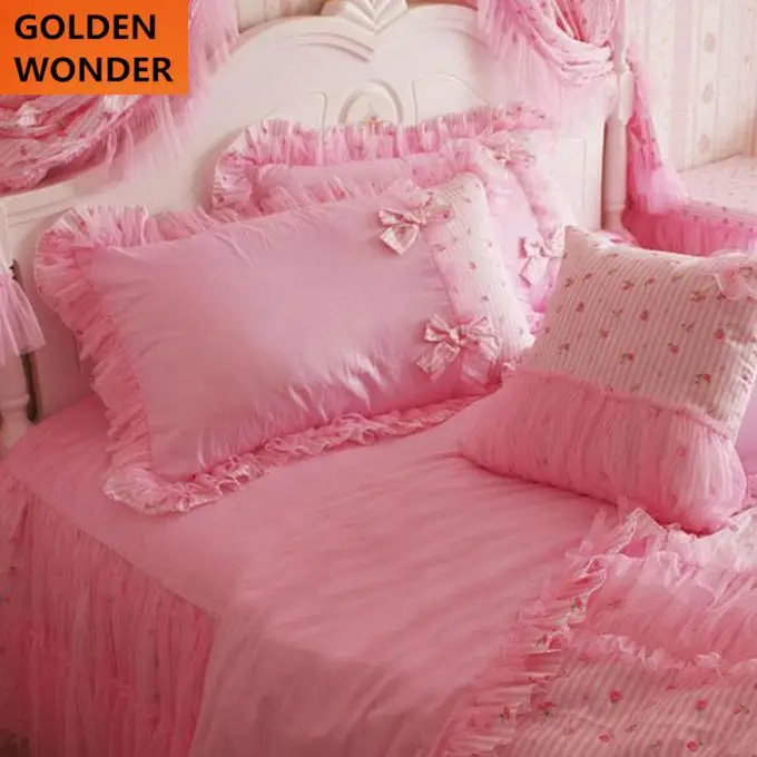 2016 Hot Selling Lace Princess Bedding Set 4pcs 100 Cotton Bed Clothes Bed Cover Duvet Cover
