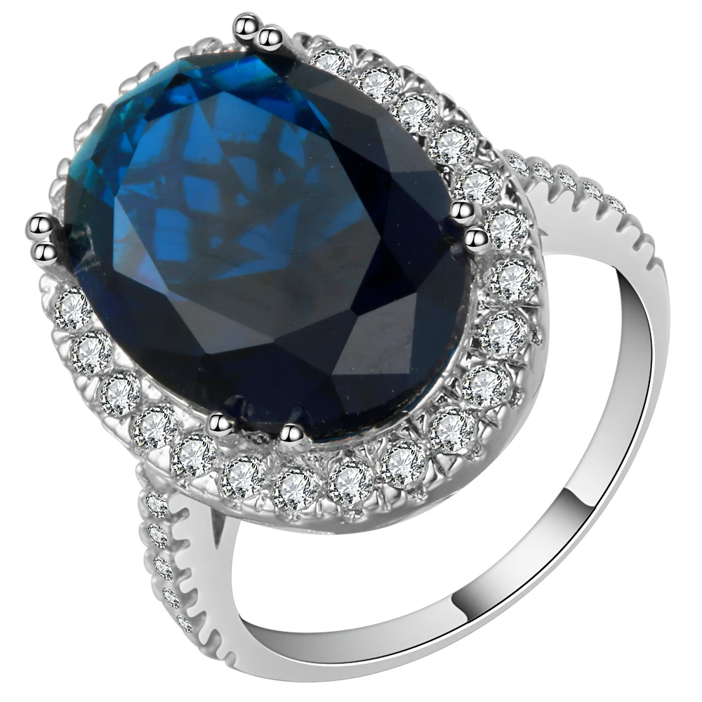 royal blue engagement rings silver color elegant blue big royal design ring