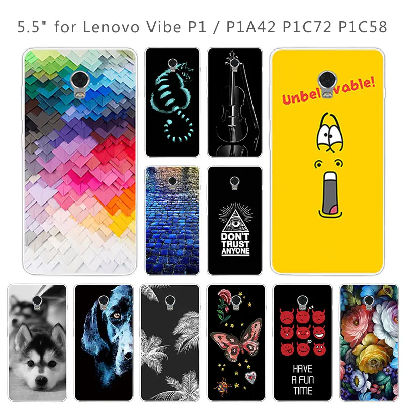 Для Lenovo Vibe P1 Мягкий ТПУ чехол 5 дюймов для прозрачный силиконовый Brick Road Funda Shell |