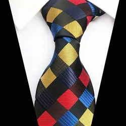 Классические модные для мужчин плед галстук 8 см ширина шелковый галстук Gravata мужской черный, красный синий желтый цветочный Пейсли