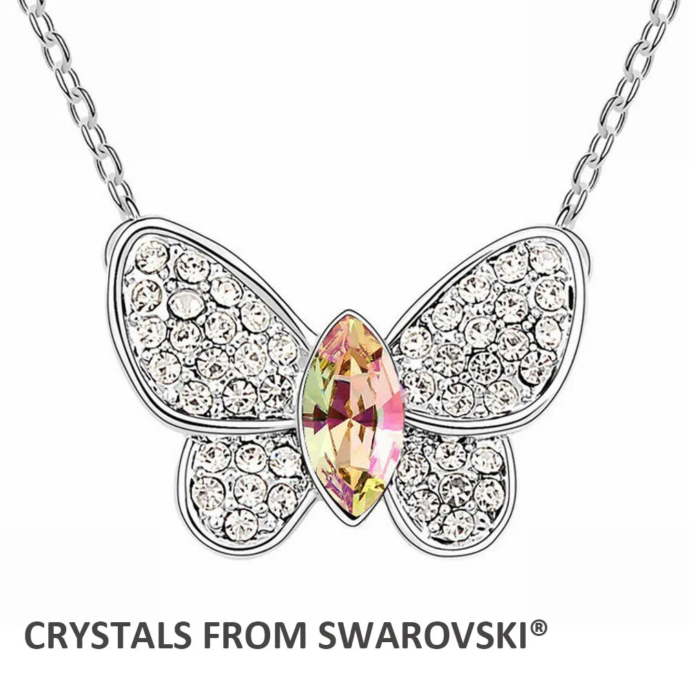 Рождественский подарок на день матери! Модная подвеска-бабочка ожерелье с кристаллами от Swarovski оптом - Окраска металла: Crystal LUMG