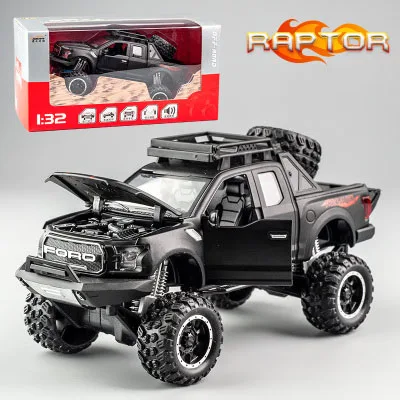 Black-Box KIDAMI 1:32 Ford Raptor F150 Big Wheel MINIAUTO литая под давлением Модель автомобиля игрушки для детских подарков машинки - Цвет: Black-Box