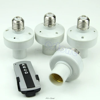 

4Pcs Wireless Remote Control E27 Light Lamp Bulb Holder Cap Socket Switch