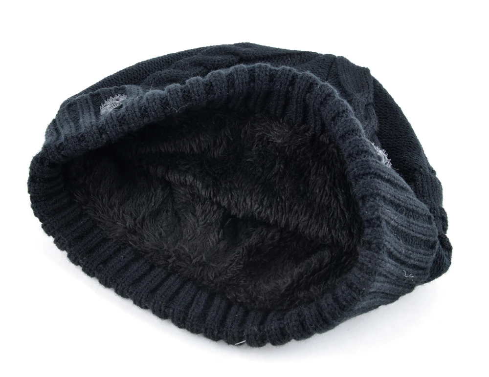 Mens Skullies Winter Hat Beanies Knitted Wool Hip Hop Stocking Hat Plus Velvet Rasta Cap Skull Bonnet Hats For Men - 4