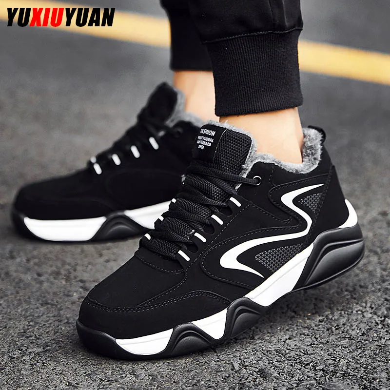 

2019 Men Plush Low-Top Lace-Up Wear Resistant Outdoor Running Shoes Fashion Leisure Leather Stability Sneakers