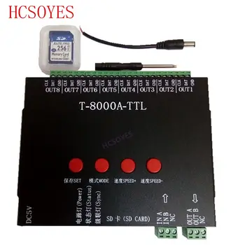 

T-8000A-TTL 8192 Pixel rgb LED Controller For ws2812b/WS2811/WS2813/ TM1804/LPD6803 /DMX512 Strip Program & 5V 2A led adapter